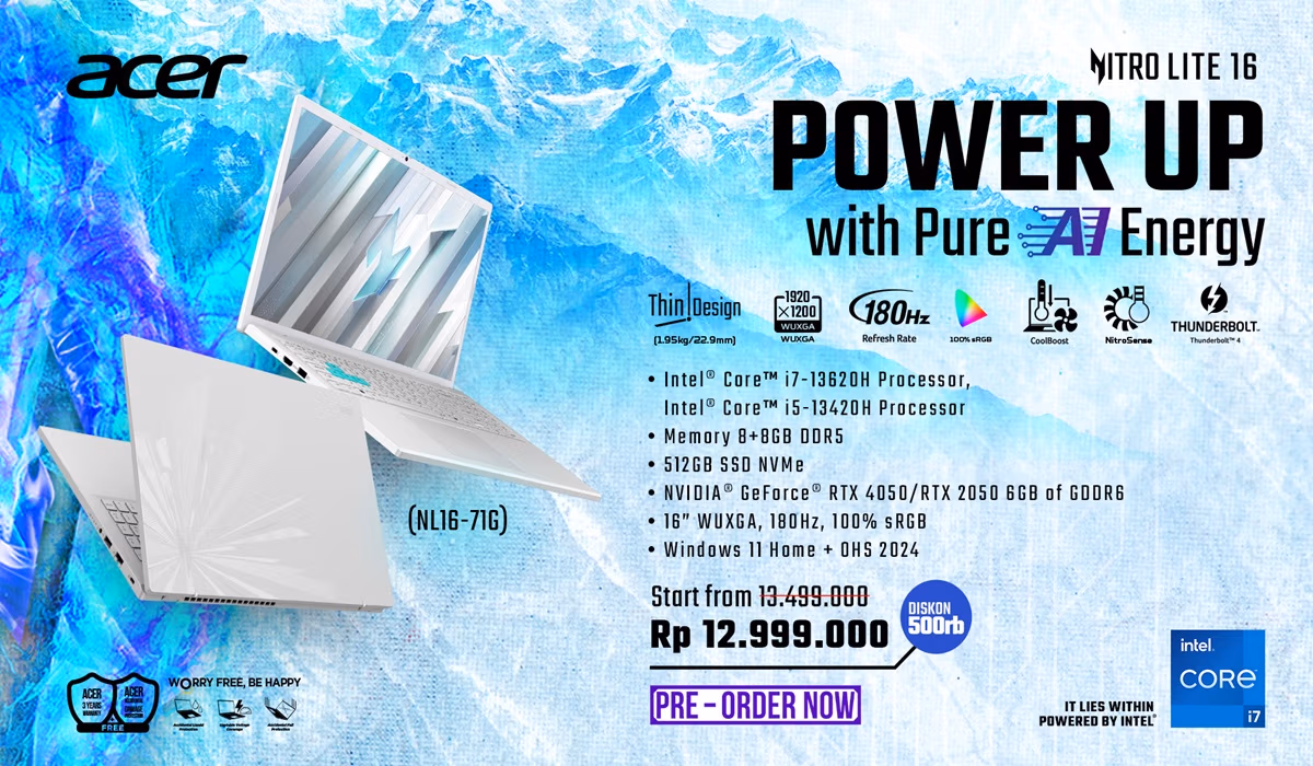 Acer Power Up Meluncurkan Laptop Gaming Tertipis Di dunia