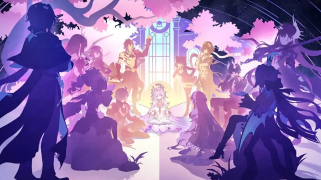 Ilustrasi karakter Amphoreus HSR Honkai Star Rail dengan nuansa mitologi Yunani dan latar bintang di luar angkasa.