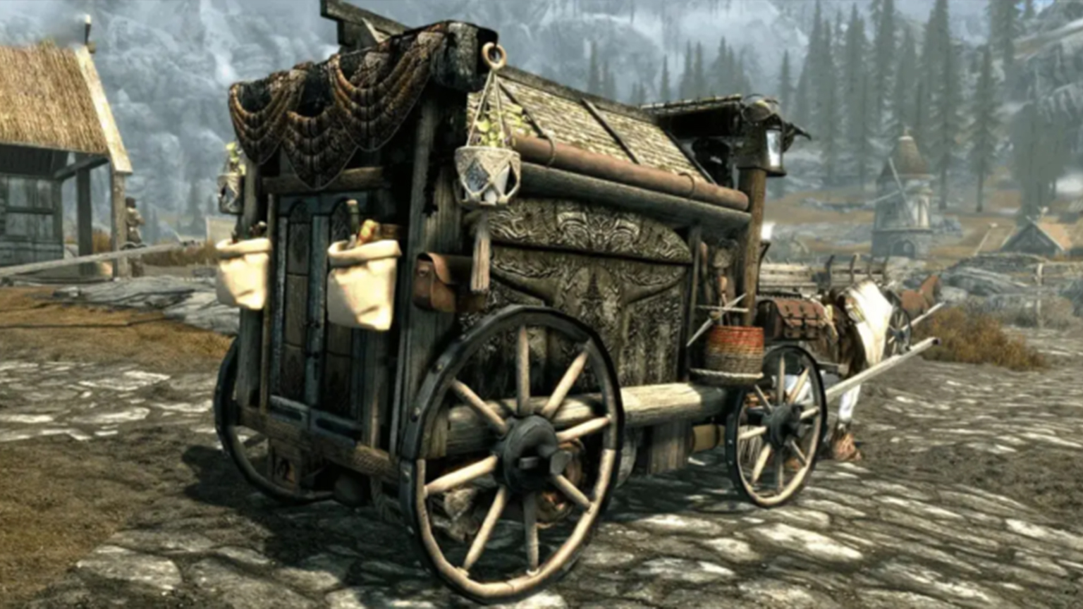 Mod Kereta Kuda Skyrim kereta kuda menjadi kemah di Skyrim